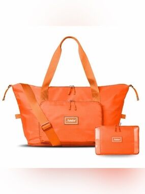 The Foldie 3.0 Orange Travel Tote Bag with Crossbody Strap